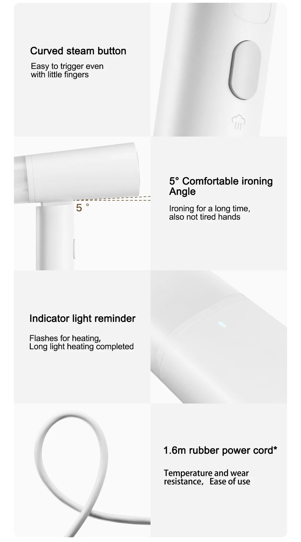 Vaporizador de Ropa Portátil MIJIA 2 | Plancha a Vapor Eléctrica Antiarrugas y Antiácaros para el Hogar